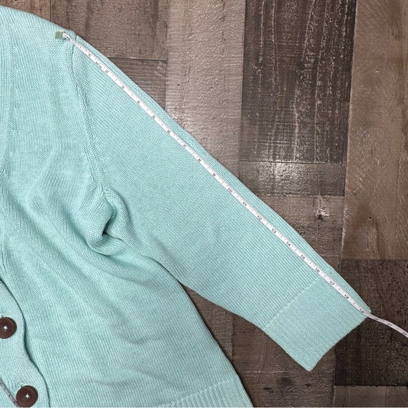 J. Jill Mint Green Cardigan Sweater V-Neck Knit - Picture 10 of 11